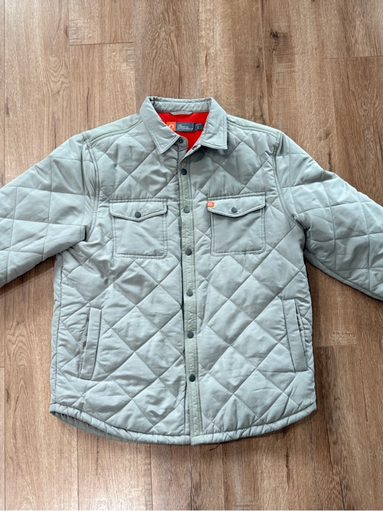 the american outdoorsman Other - Quilted Light Gray Men's Puffer Jacket with Orange Interior